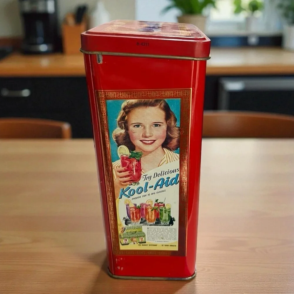 Vintage Kool-Aid Metal Tin Can Container Collectable Canister Empty - Picture 2 of 6